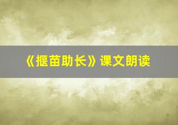 《揠苗助长》课文朗读