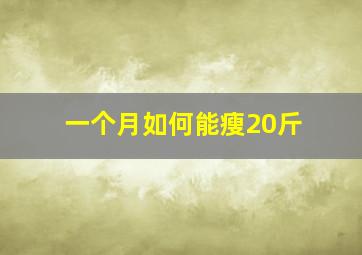 一个月如何能瘦20斤