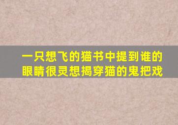 一只想飞的猫书中提到谁的眼睛很灵想揭穿猫的鬼把戏