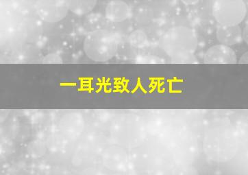 一耳光致人死亡