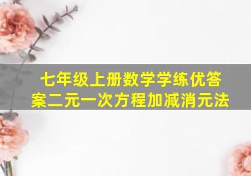 七年级上册数学学练优答案二元一次方程加减消元法