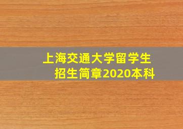 上海交通大学留学生招生简章2020本科