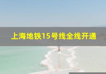 上海地铁15号线全线开通