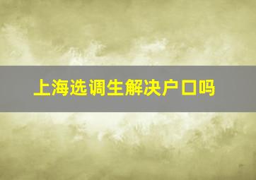 上海选调生解决户口吗