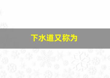 下水道又称为