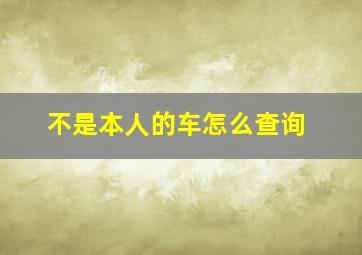 不是本人的车怎么查询