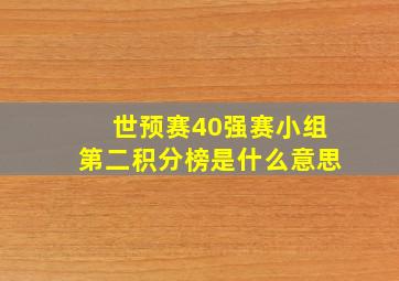 世预赛40强赛小组第二积分榜是什么意思