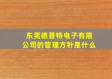 东莞德普特电子有限公司的管理方针是什么