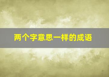 两个字意思一样的成语