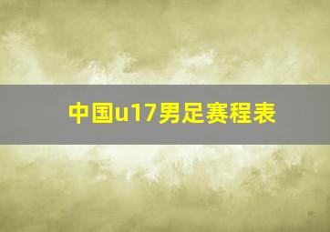 中国u17男足赛程表