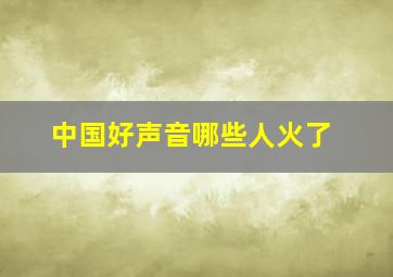 中国好声音哪些人火了