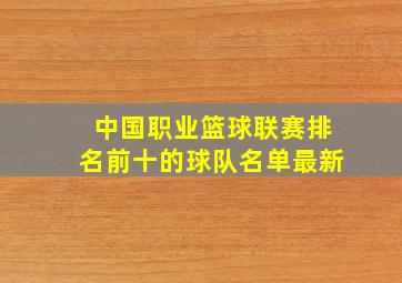 中国职业篮球联赛排名前十的球队名单最新