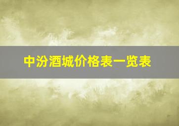 中汾酒城价格表一览表