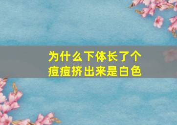 为什么下体长了个痘痘挤出来是白色