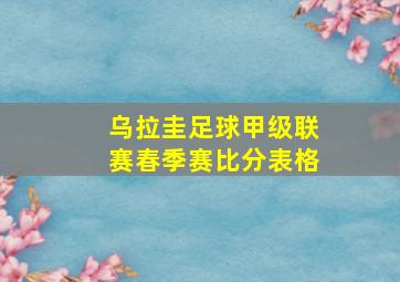 乌拉圭足球甲级联赛春季赛比分表格