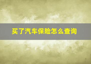 买了汽车保险怎么查询