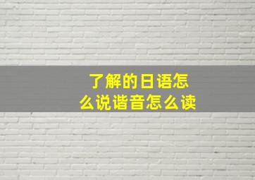 了解的日语怎么说谐音怎么读