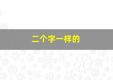 二个字一样的