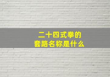 二十四式拳的套路名称是什么