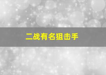 二战有名狙击手