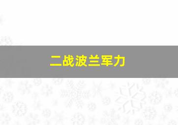 二战波兰军力