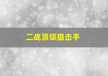 二战顶级狙击手