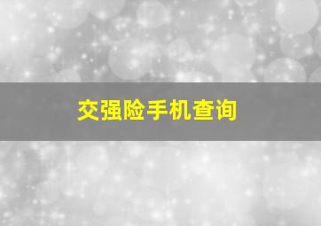 交强险手机查询