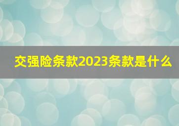 交强险条款2023条款是什么