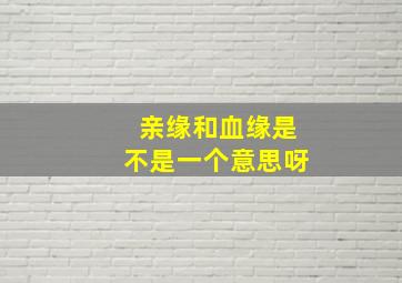 亲缘和血缘是不是一个意思呀