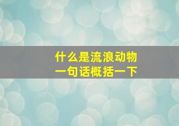 什么是流浪动物一句话概括一下