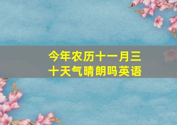 今年农历十一月三十天气晴朗吗英语