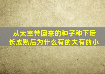 从太空带回来的种子种下后长成熟后为什么有的大有的小