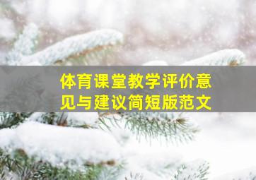 体育课堂教学评价意见与建议简短版范文