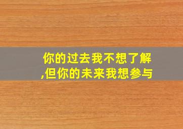 你的过去我不想了解,但你的未来我想参与