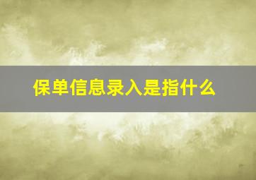 保单信息录入是指什么