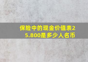 保险中的现金价值表25.800是多少人名币