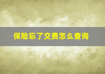 保险忘了交费怎么查询