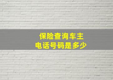 保险查询车主电话号码是多少