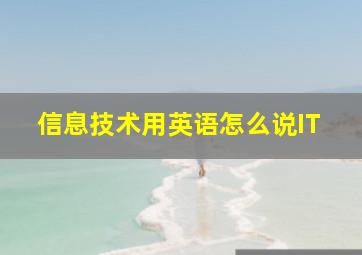 信息技术用英语怎么说IT