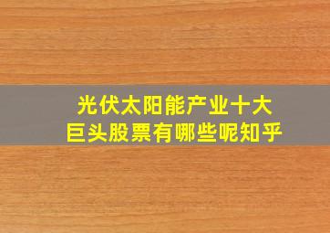 光伏太阳能产业十大巨头股票有哪些呢知乎