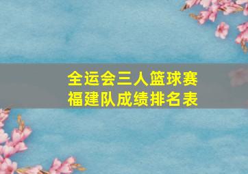 全运会三人篮球赛福建队成绩排名表