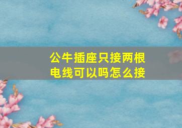 公牛插座只接两根电线可以吗怎么接