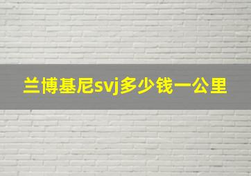 兰博基尼svj多少钱一公里