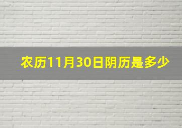 农历11月30日阴历是多少