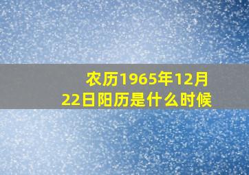 农历1965年12月22日阳历是什么时候