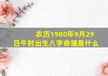 农历1980年9月29日午时出生八字命理是什么