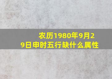 农历1980年9月29日申时五行缺什么属性