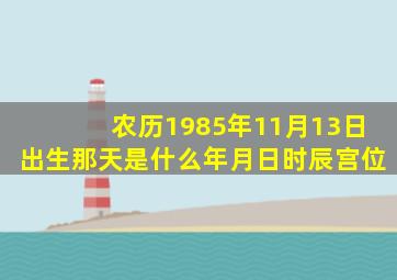 农历1985年11月13日出生那天是什么年月日时辰宫位