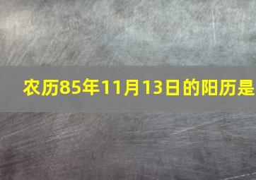 农历85年11月13日的阳历是