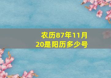 农历87年11月20是阳历多少号